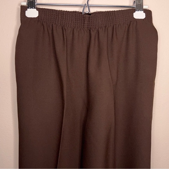 Vintage 6 Petite Allison Daley Brown Trousers Pleated Elastic Waistband - Picture 9 of 11